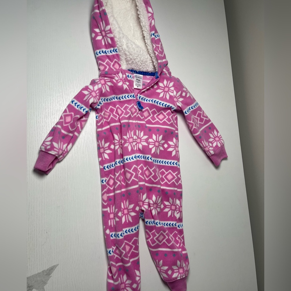 Carter's Pink and Blue Patterned Sherpa Onesie